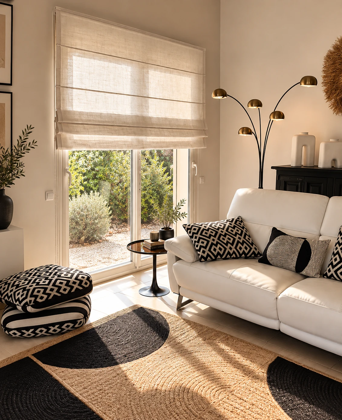 Décoration d’un séjour : coussins, tapis et store