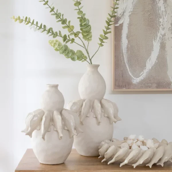 Bol Décoratif Poisson Céramique Blanc Cassé – Image 2