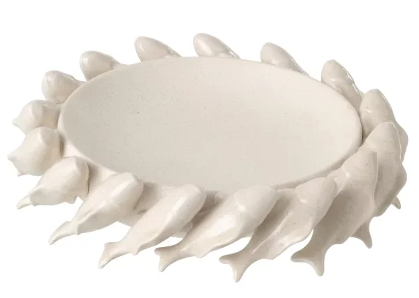Bol Décoratif Poisson Céramique Blanc Cassé – Image 1