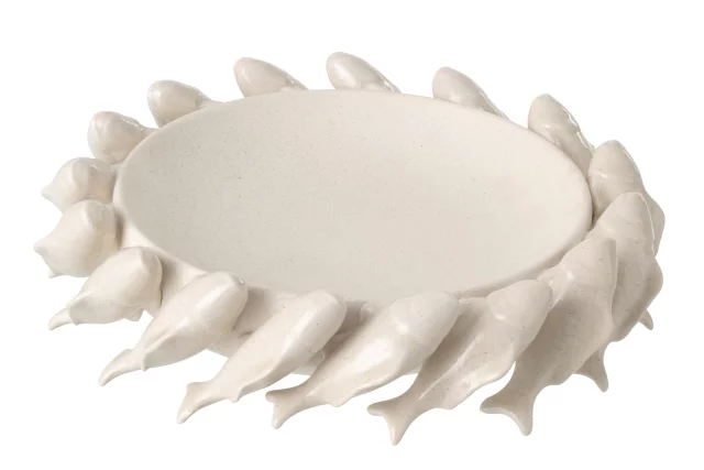 Bol Décoratif Poisson Céramique Blanc Cassé