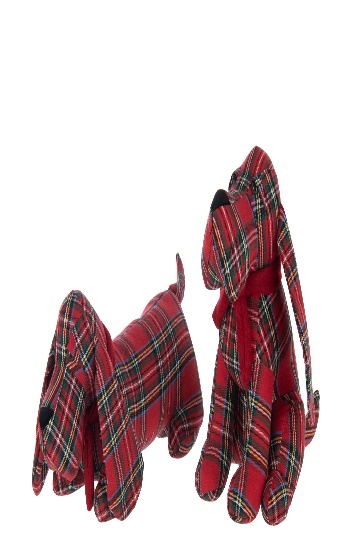 Cale-Porte Chien Carreaux Polyester Rouge Noël/Vert Foncé Aléatoire