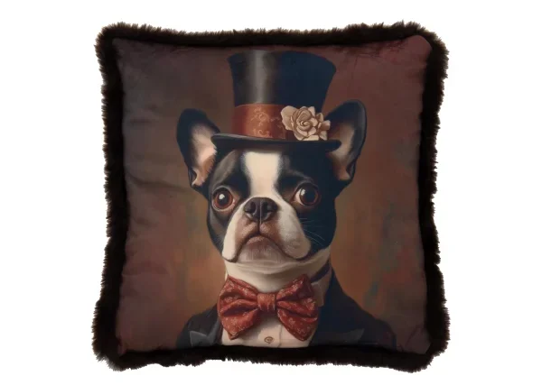 Coussin Bouledogue + Chapeau Polyester Marron – Image 1