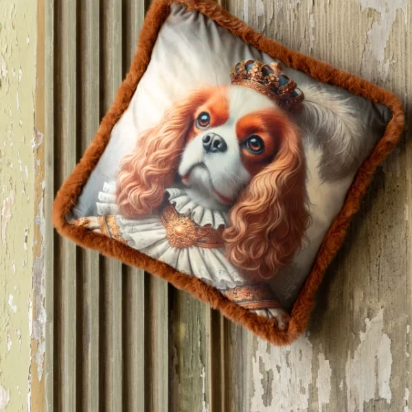 Coussin Chien + Couronne Polyester Rouille – Image 1