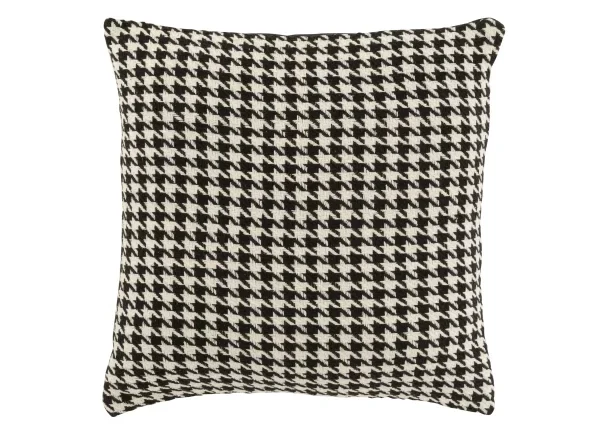 Coussin Pied-De-Poule Coton Blanc/Noir – Image 1