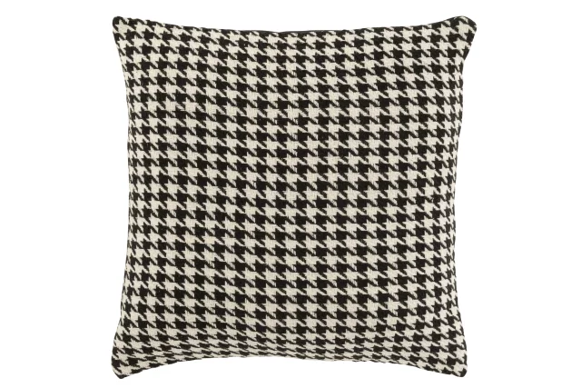 Coussin Pied-De-Poule Coton Blanc/Noir