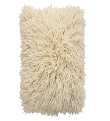 Coussin Poil Long Laine Écru