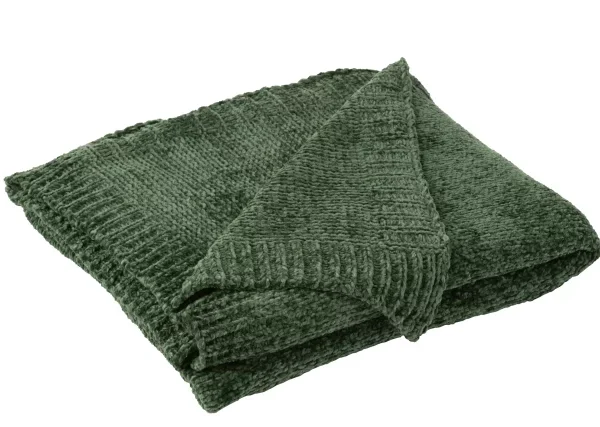 Couverture Chenille Polyester Vert Foncé – Image 1
