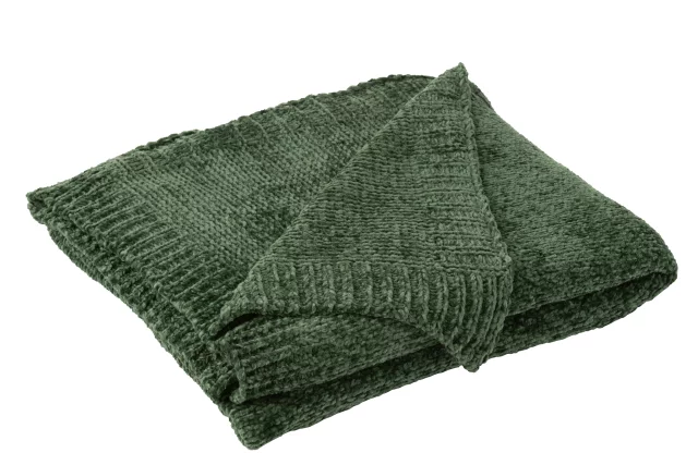 Couverture Chenille Polyester Vert Foncé