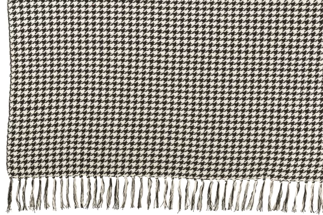 Couverture Pied-De-Poule Coton Blanc/Noir