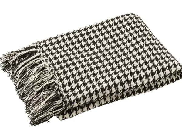 Couverture Pied-De-Poule Coton Blanc/Noir – Image 1