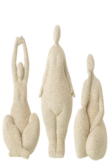 Femmes Modernes Resine Beige Large Assortiment De 3