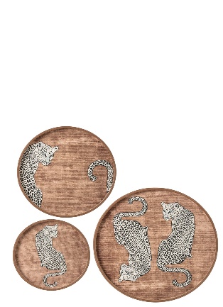 Grand Plateau Mural Tigre Rond Mdf Marron