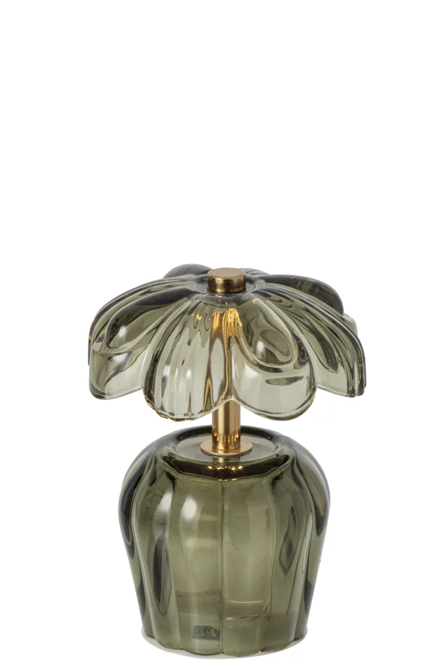 Lampe Fleur Verre Vert Olive
