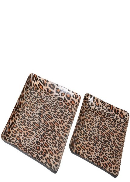 Set De 2 Plateau Leo Carré Métal Caramel/Noir – Image 1