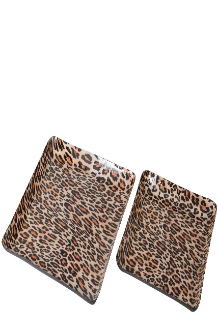 Set De 2 Plateau Leo Carré Métal Caramel/Noir