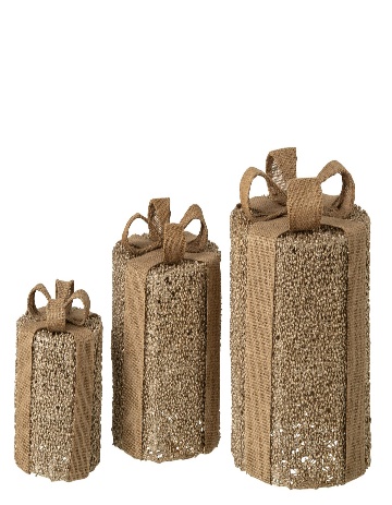 Set De 3 Cadeau Paillettes Fer Doré/Naturel