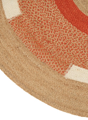 Tapis Rond Géométrique Jute Naturel/Orange Foncé Medium – Image 2
