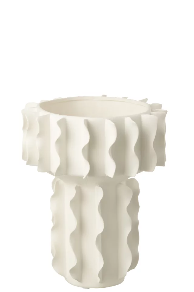 Vase Helix Rond Céramique Blanc Large