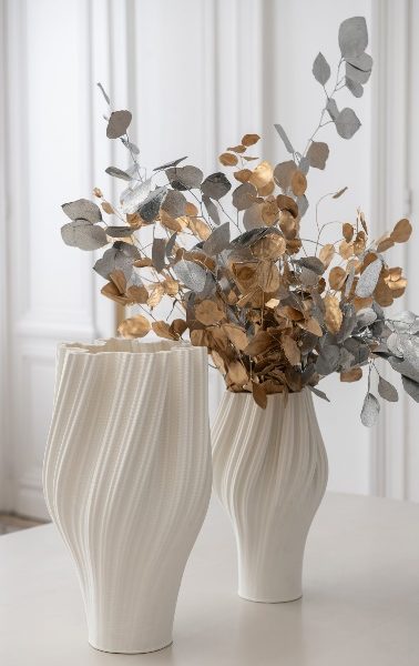 Vase Impression 3d Grès Blanc Large – Image 2