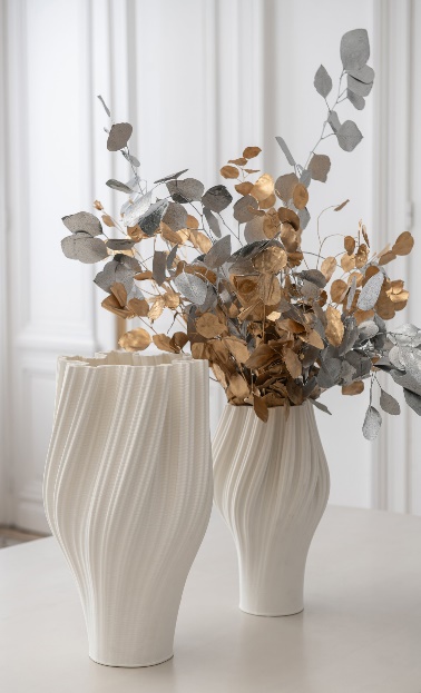 Vase Impression 3d Grès Blanc Large